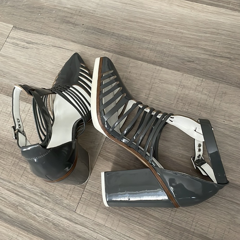 Grey ASOS Patten Leather High Heels Size 8